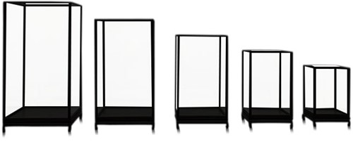 Square Glass Showcases Set of 5