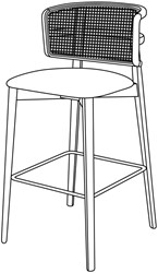Coffee Wicker Bar Chair Natural
