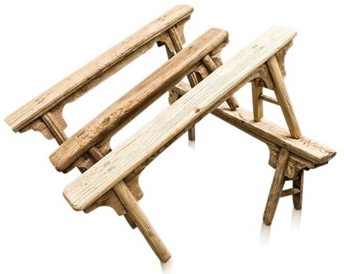 Antique Benches with Heavy Grain-3
