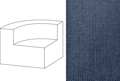 Mahé Quarter Round End Unit Left Paco Blue Iris